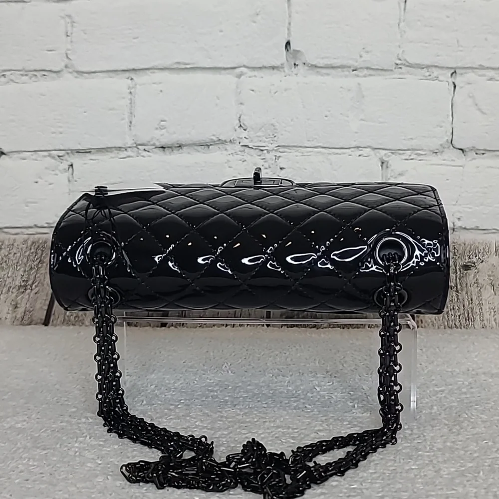 Chanel So Black Classic Patent Quilted Med 2.55 Reissue Double Flap Bag NWT/NIB